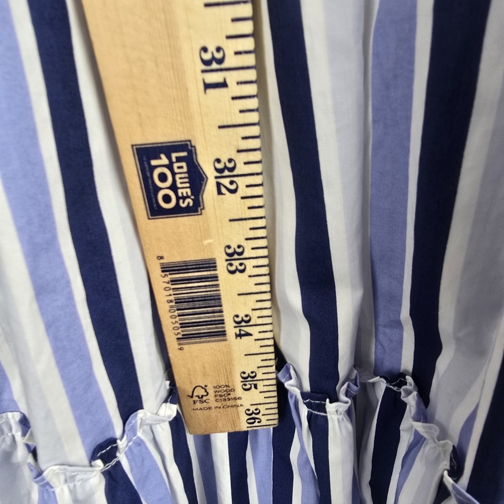 J.Crew Shirting Striped Tiered Multi Blue and White Cotton Maxi Dress Sz 4 Tall - Picture 11 of 12